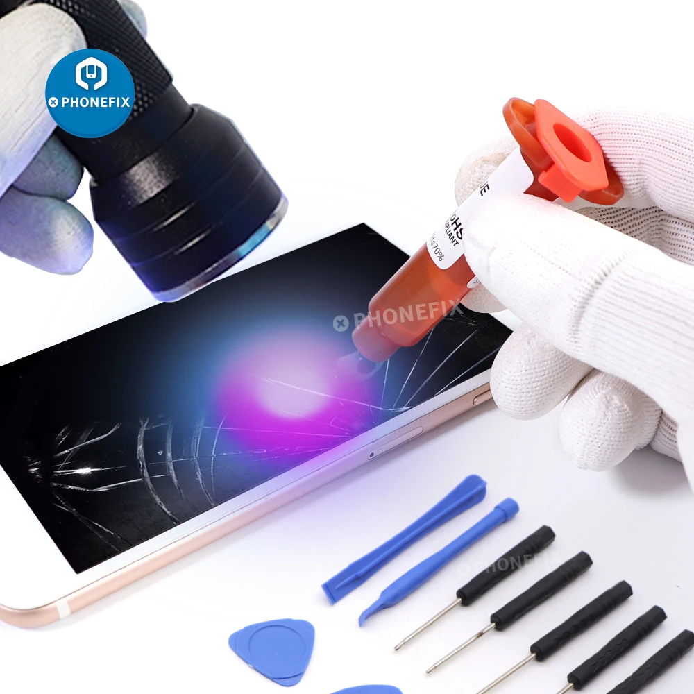 TP-2500 5ml UV Glue Loca Optical Liquid Clear Adhesive with Cutting Light Screwdriver Set for iPhone Cell Phone Screen Repair - купить по