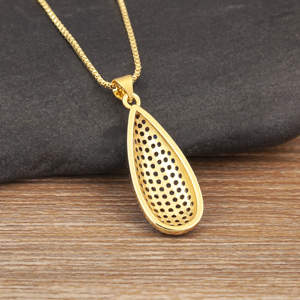 AIBEF Роскошная форма капли 6 цветов кулон со стразами женское ожерелье медь циркон