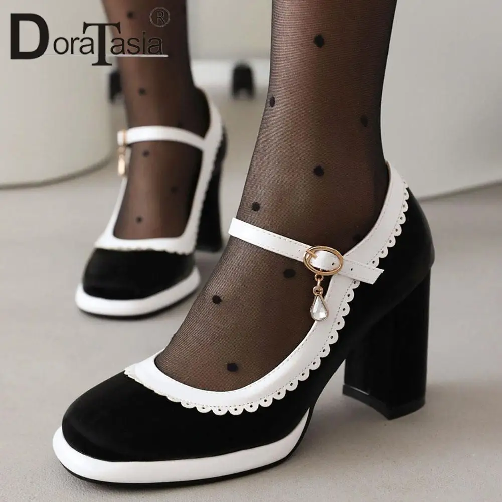 

Plus Size 45 New Ladies Platform Mary Janes Pumps Fashion Bow Thick High Heels Pumps Women Party Office Mixed Colors Woman Shoes