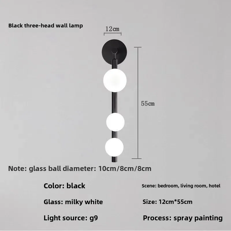 

Белый стеклянный шар Настенные светильники Гостиная Спальня Прикроватная тумбочка Золотой Черный жемчуг Настенное бра Ванная комната Светодиодный зеркальный светильник Настенный декор