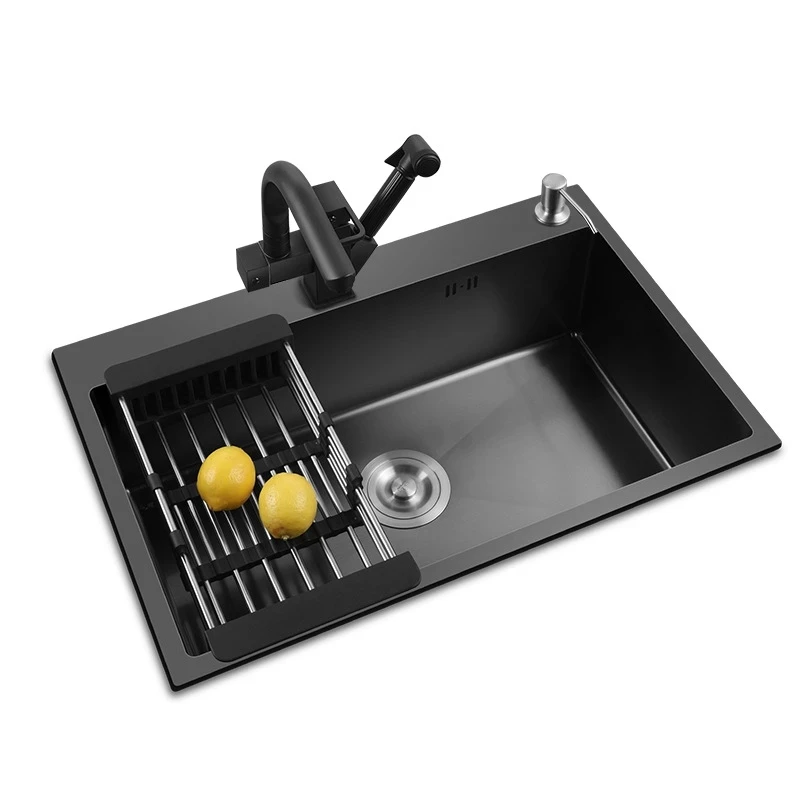 

Black kitchen sink above counter or udermount vegetable washing basin sink kitchen black stainless steel seamless welding pia