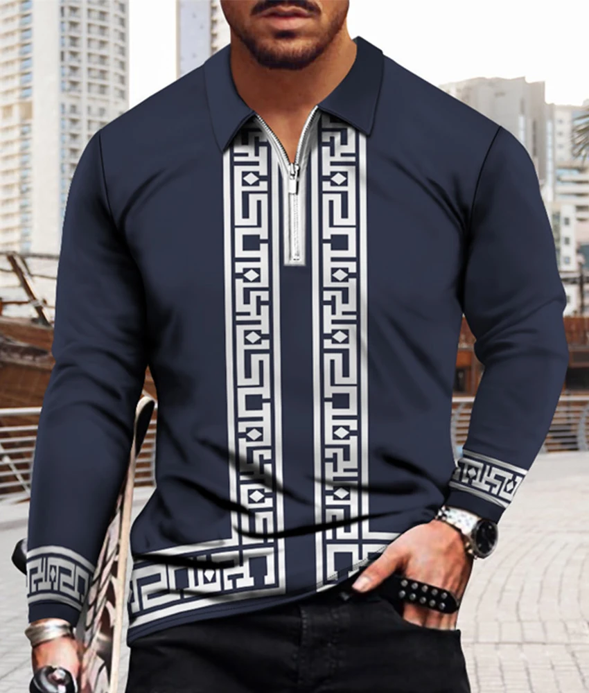 

Мужская повседневная Осенняя рубашка-поло с длинным рукавом, Мужская футболка на пуговицах, мужские топы, уличная одежда для гольфа, одежда ...