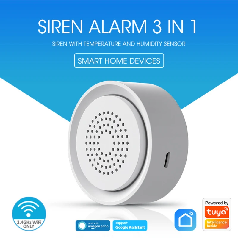 

Tuya Smart Siren Alarm WiFi Wireless Human Body Sensor 3 In1 Multi-function Smart Alarm Detector For Home Support Alexa Google