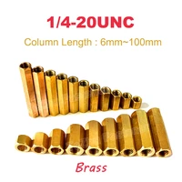 1 5pcs 14 20unc hex brass standoff spacer hexagon copper stud spacing screw nut pc cases motherboard female thread double pass