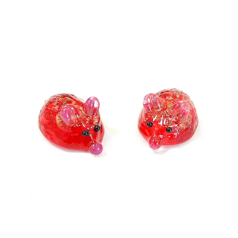 

2PCS Colorful Mini Mouse Glass Figurines Ornament Cute Rat Tiny Statues Fairy Garden Desk Kawaii Decor New Year's Gifts for Kids