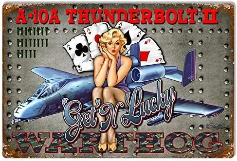 M1, самолет Get N Lucky Pin Up Girl, винтажная ретро жестяная вывеска, настенный декор, металлический плакат, бар, табличка, паб