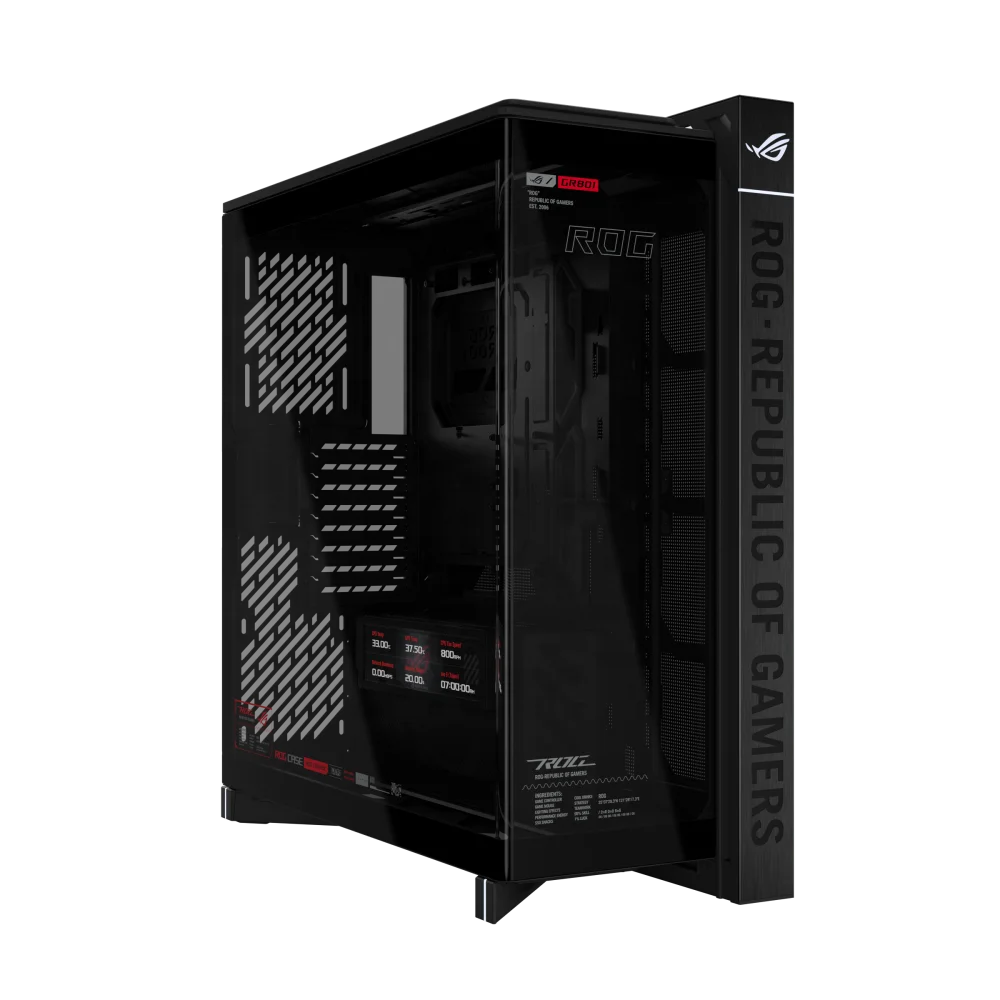 Фото Новый корпус ROG Cronox GR801 EATX Full Tower с панорамным обзором, 9,2-дюймовым ЖК-экраном и изогнутым закаленным стеклом для ПК (модель 2026 года) №1
