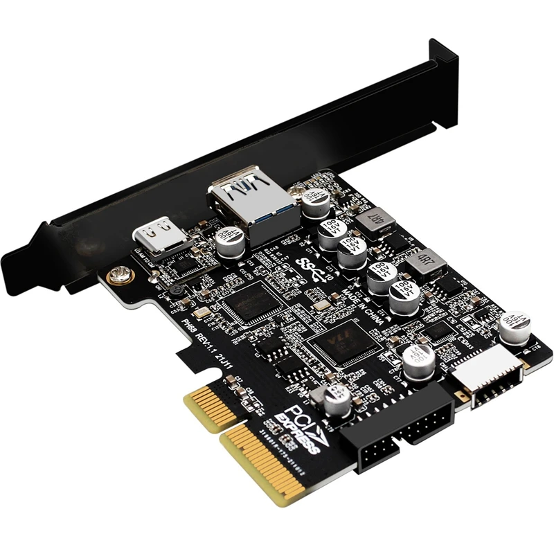 

HOT-PCIE 4X To USB 3.2 Gen 2 A Type C Expansion Card Front Type E 19/20P Connector 10Gbps Expansion Card