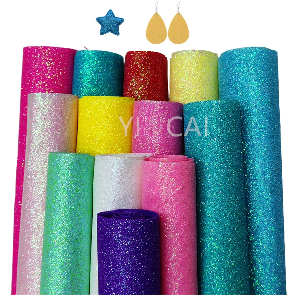 

13 Pcs Chunky Sparkly Super Fine Glitter Faux Leather Sheets Shiny Fabric for Bows Earring Craft DIY Handmade Projects 8x12inch