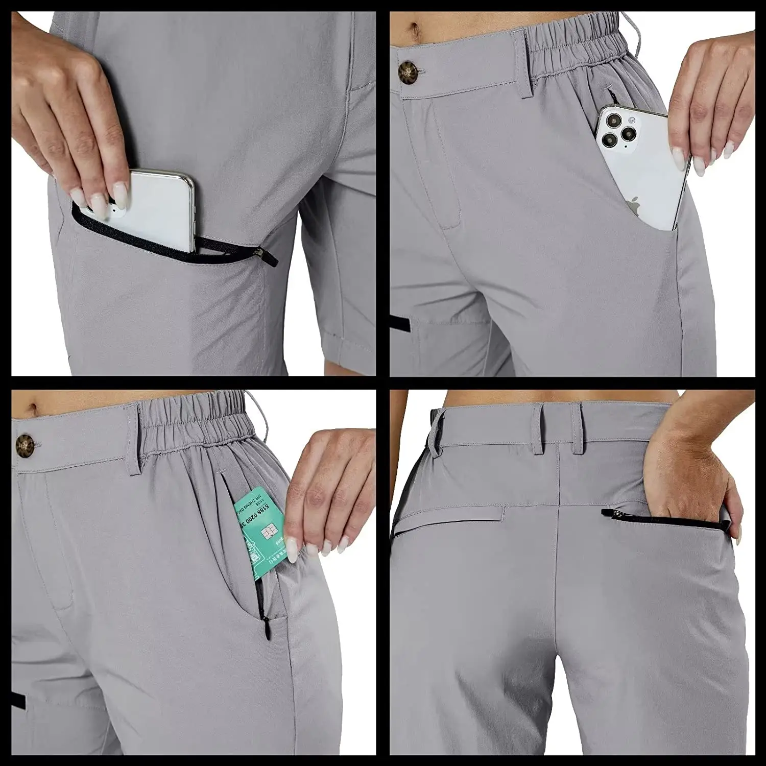 Women's Hiking Cargo Shorts Quick Dry Nylon Shorts Summer Travel Active Golf Shorts with 6 Pockets Water Resistant