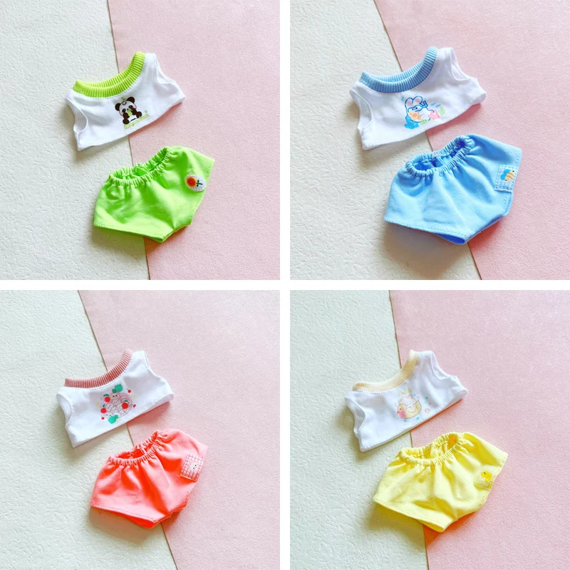 

Doll Clothes for 20cm Idol Dolls Plush Cotton Dolls Panda Sleeveless T-shirt Shorts 2PC Figure Toys Plushies Toys Fans Collectio