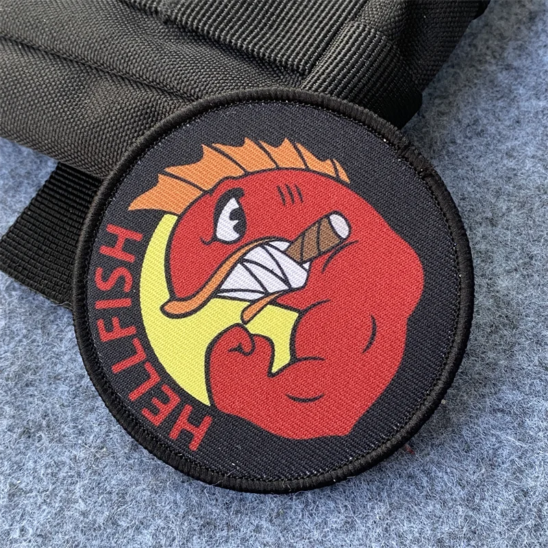 Нашивка с логотипом HELLFISH на липучке эмблема Адская рыба военный тактический
