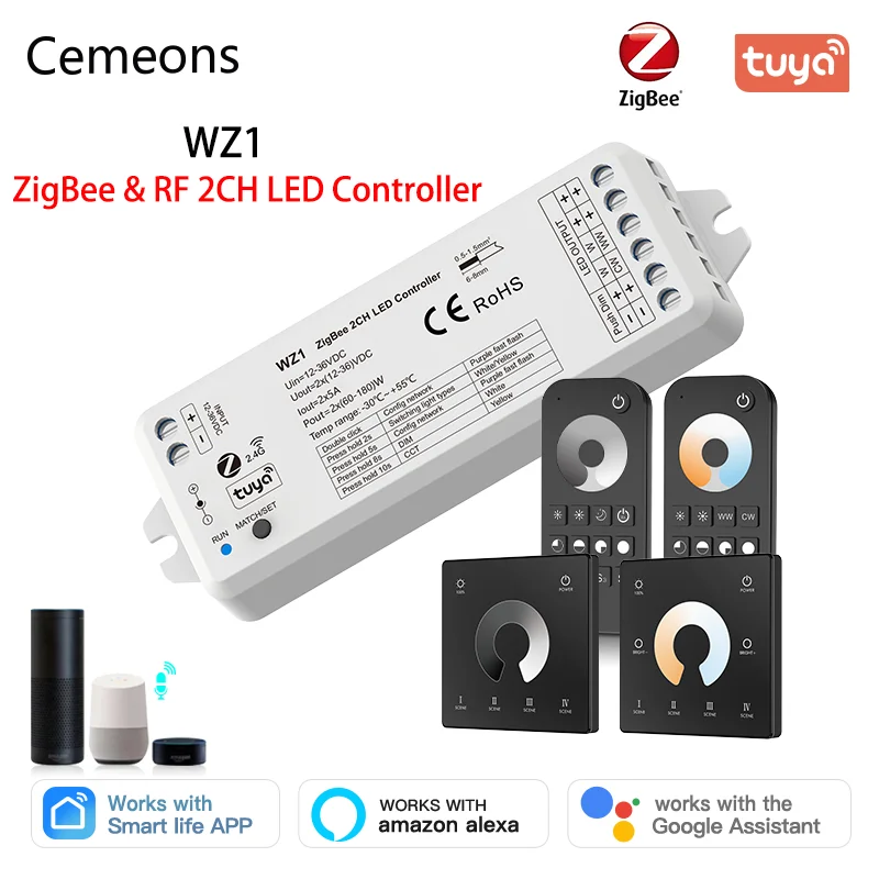 ZigBee Tuya WZ1 2 канала * 5A Беспроводная
