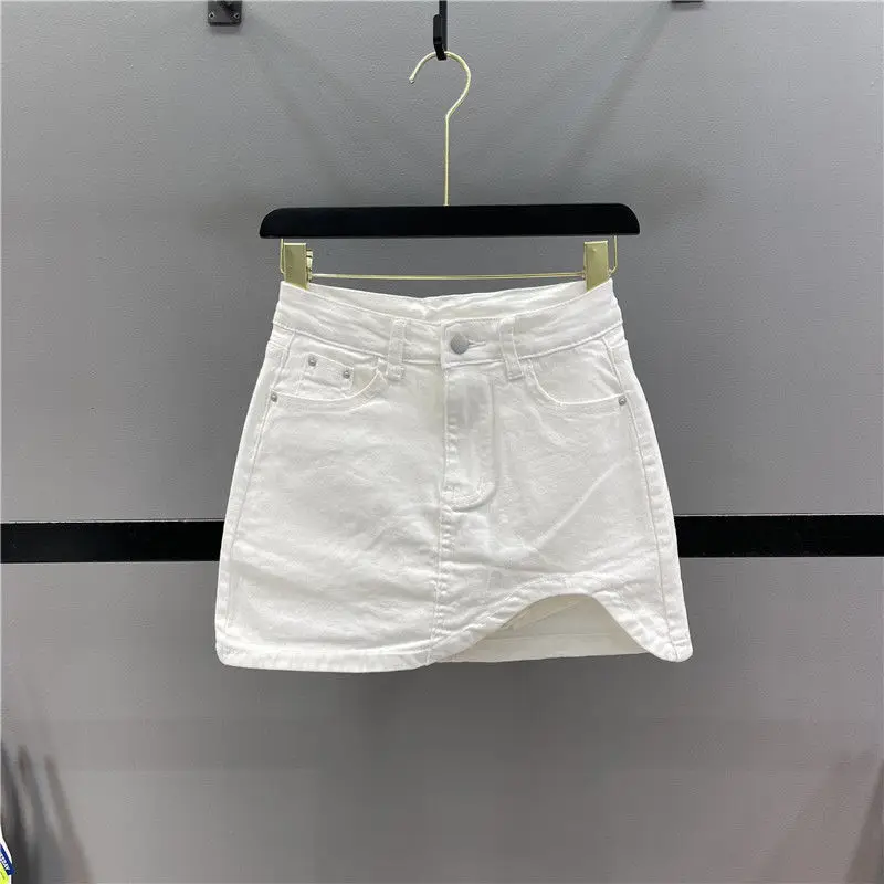 2022 summer new irregular design denim short skirt women's high waist bag hip skirt  harajuku skirt  korean fashion clothing