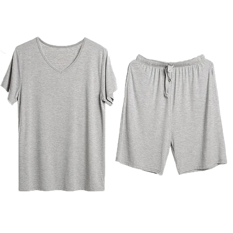 

Пижама Мужская с шортами и рукавом, тонкий свободный комплект, одежда для сна, домашняя одежда из модала, повседневная короткая Пижама, 5xl, на лето