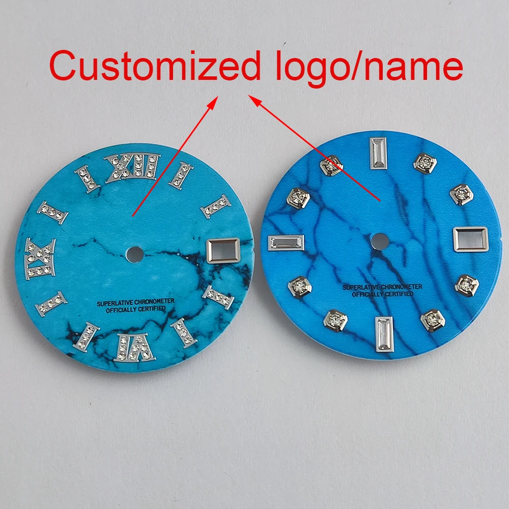 Индивидуальный логотип циферблат 28 5 мм с драгоценными камнями NH35 из