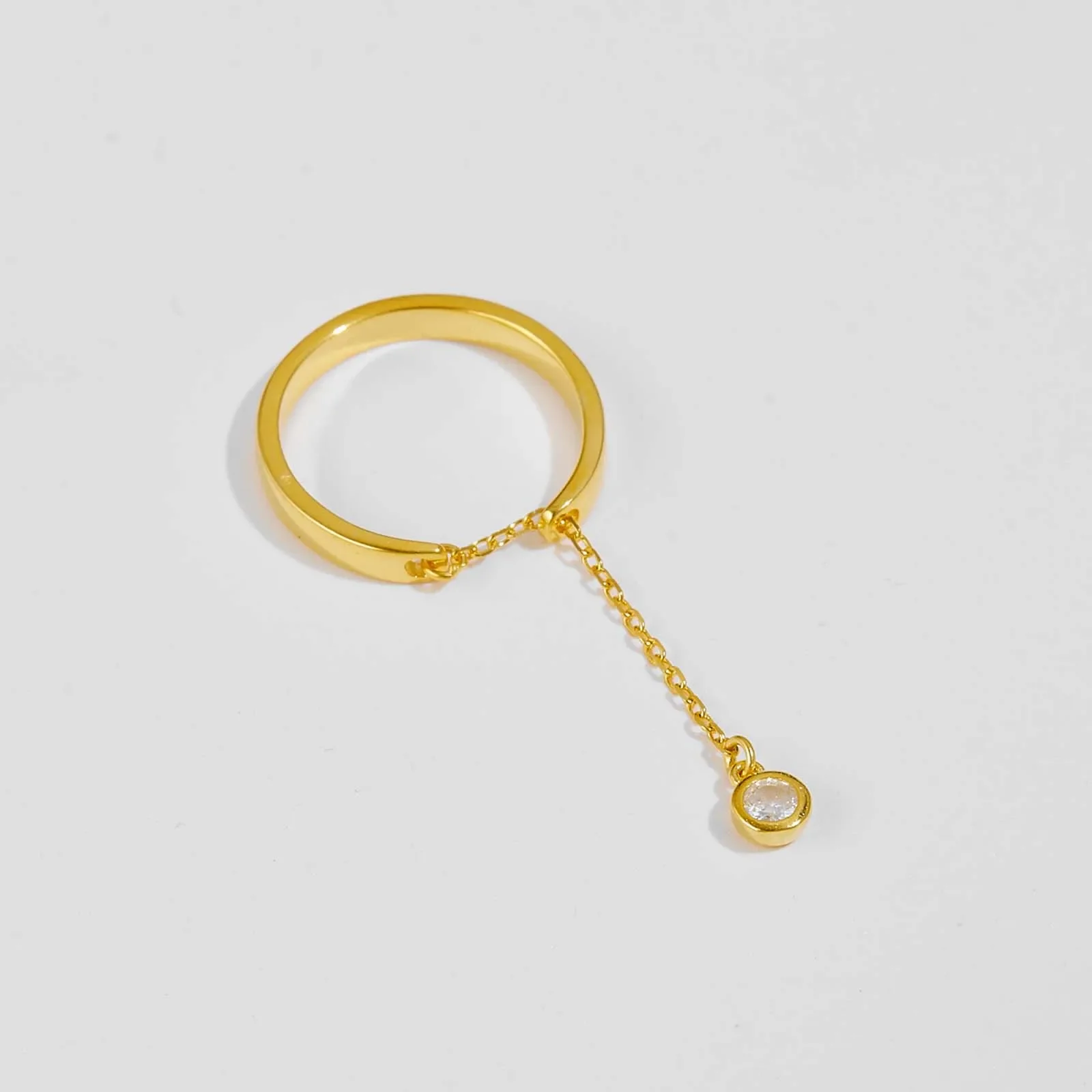 KIKICHICC 925 пробы Серебряное золото Регулируемая Длинная цепочка кольцо с