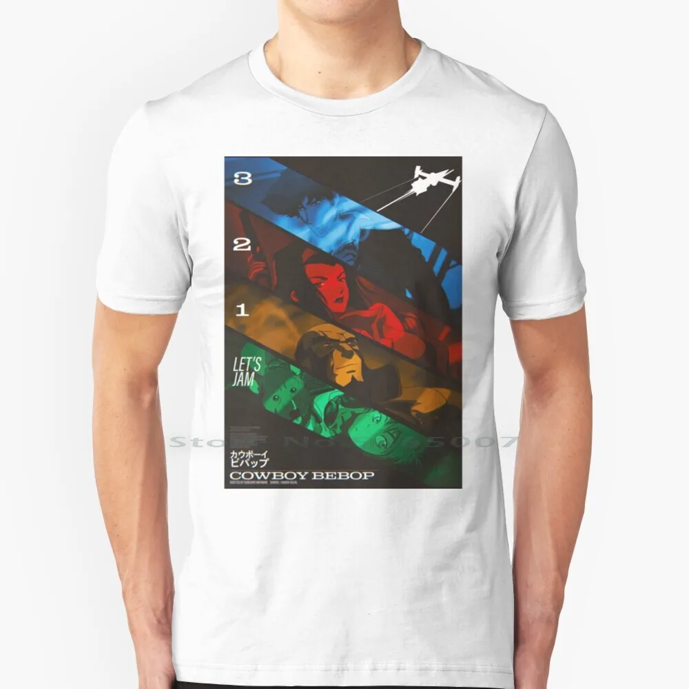 

Футболка Cowboy Bebop 21 из 100% хлопка, футболка Cowboy Bebop с рисунком аниме дым в Западном космосе, ковбойская футболка большого размера 6xl, модная футб...
