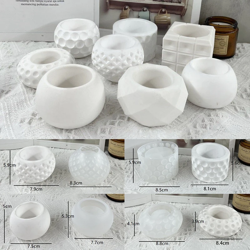 

Succulent Plant Pots Molds Silicone Flowerpot Epoxy Resin Mould DIY Handmade Round Concrete Candle Jar Silicone Mould