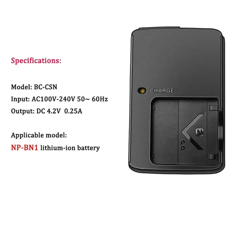 Фото Зарядное устройство T23C 10X BC-CSN для аккумуляторов Sony NP-BN1 NPBN1 TX5 WX9 TX7 TX7C W310 W320 W350 W390 W570 W380 WX100, с европейской вилкой. №3