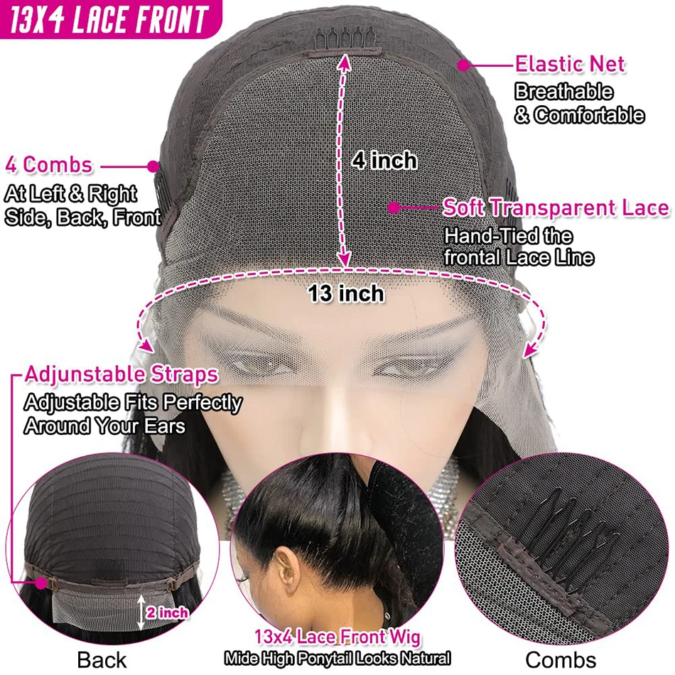 Парик Из Натуральных Волос 13x4 Фронтальный На Прозрачном Швейцарском Кружеве