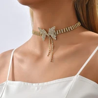 2022 fashion trend jewelry synthetic diamond bow short necklace women jewelry gifts for girlfriend gold color silver color