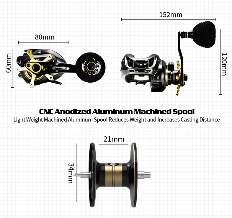 GKA300 Baitcasting Reel Clicker Sound Magnetic Brake  Fishing Reel 9.5KG Max Drag 9+1 BB 6.4:1 High Speed Fishing Coil Drag Reel