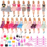 barwa random style 40 pcs doll clothes accessories5 fashion skirts5 mini skirts10 hangers10 rubber bands10 bags for barbie
