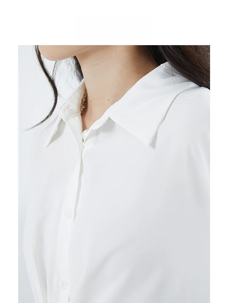 Gonblick белые шифоновые рубашки с французским вырезом женские ранняя осень 2024 новый
