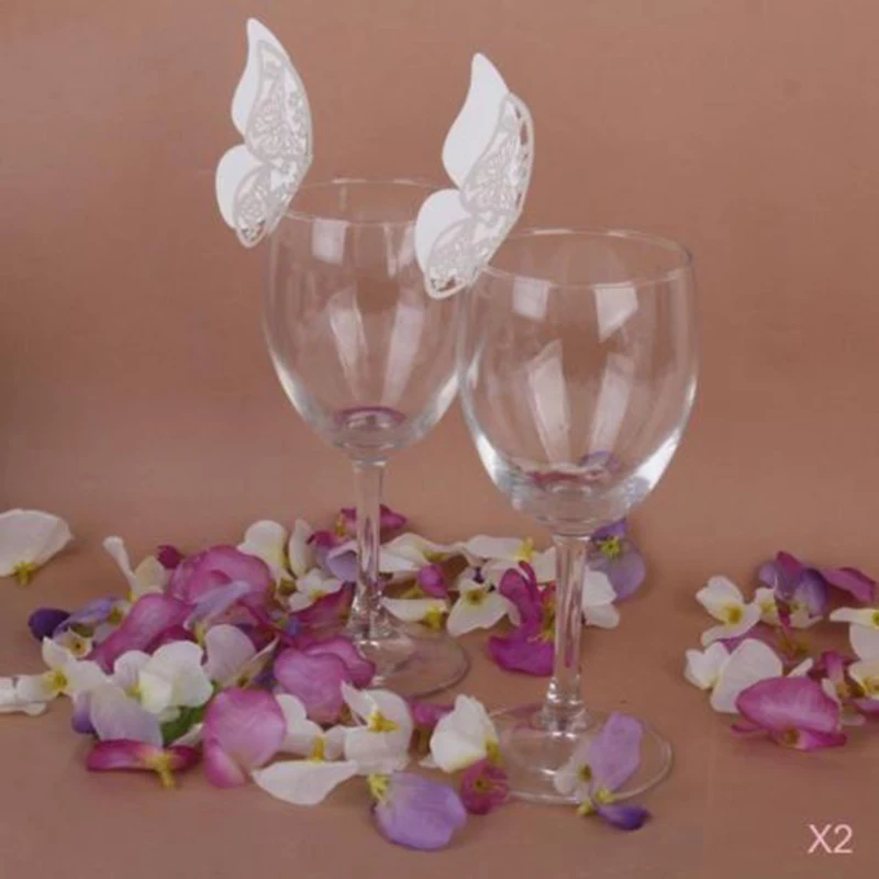 

50pcs/set Wedding Table Decoration Place Cards Laser Cut Bird Heart Floral Wine Glass Place Cards for Party Decoration