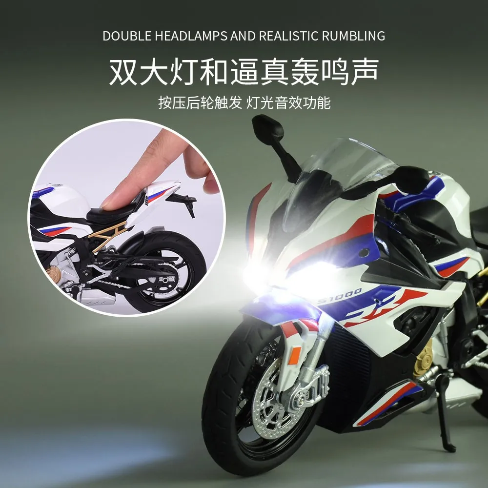 Simulated BMW S1000RR1:12 alloy locomotive Tomahawk motorcycle children's toy boy car model ornaments enlarge