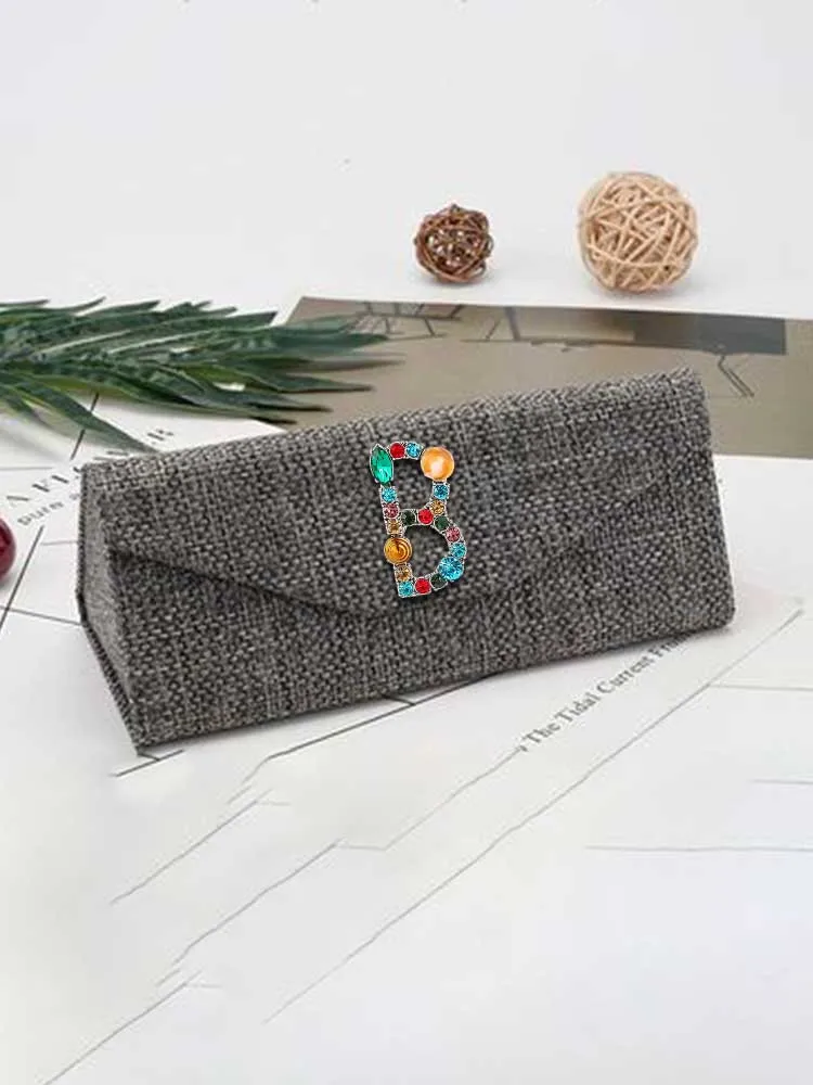 

Customized Stackable Cotton Linen Eyewear Case: Anti-Stress Designed for Women Personalized Customer NameLettering with Shimmer: