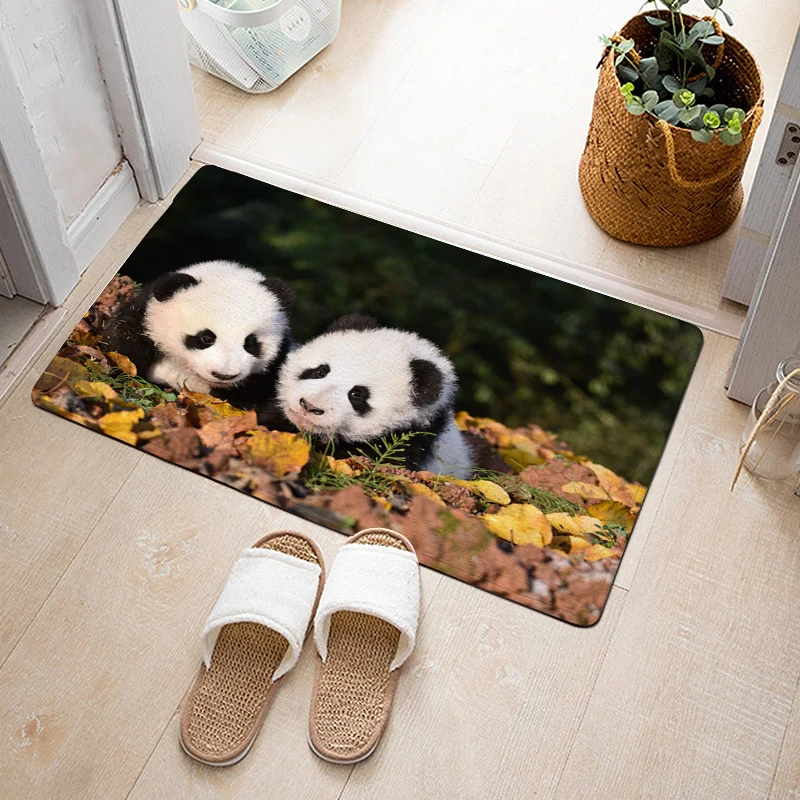 

Entrance Hallway Room Mat Carpet Living Anti Slip Flannel Modern Rug Kid Room Animal Cute Panda Parlor Mat Mat bedside Area Rugs