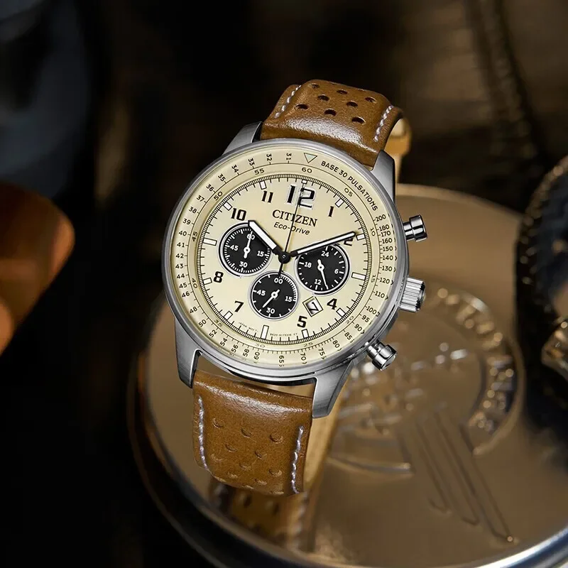 

CITIZEN Watch Men's FF Flight Series Photokinetic Three Eyeskin Band Wristwatch CA4500 Stainless Steel Fashion Flying Army Watch