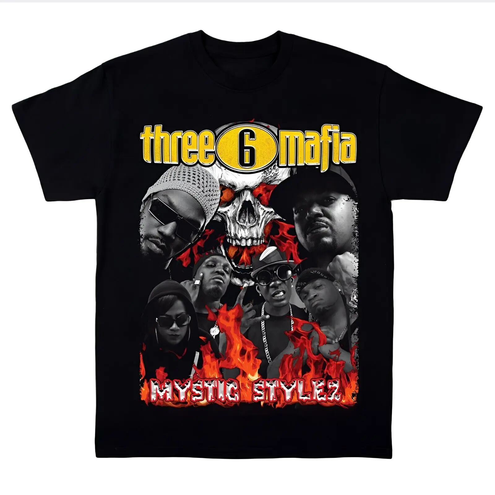 Новая футболка в стиле три 6 мафия мистик хлопковая черная фоторубашка THA1090