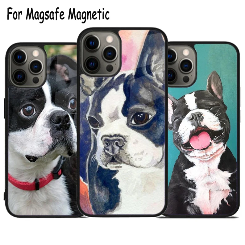 Чехол для телефона Boston Terrier Dog Magsafe с беспроводной зарядкой iPhone 15 16 14 13 11 12 Pro Max Plus