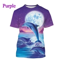 2022 summer new mens short sleeved animal dolphin 3d printing personalized hip hop neutral casual round neck sports t shirt