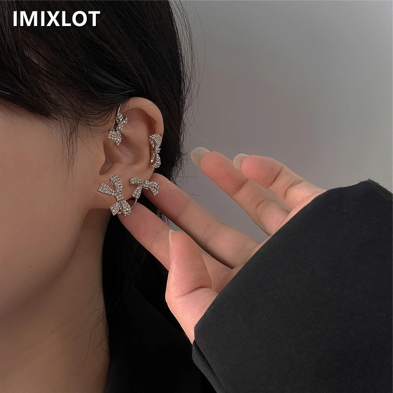 

Корейские модные блестящие Роскошные Длинные серьги-каффы в форме банта с фианитами и кристаллами для женщин ювелирные изделия аксессуары ...