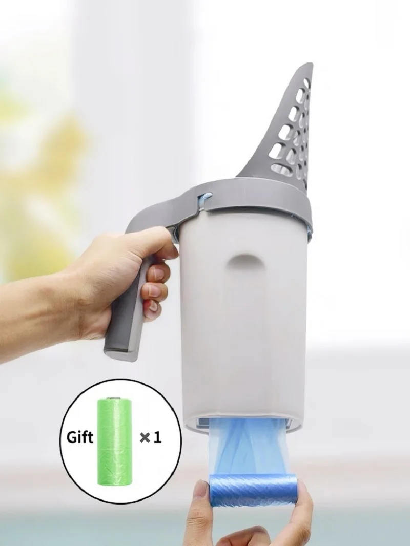 

Лопата для кошачьего туалета, съемная Бытовая лопата с широким горлышком, вместительная, с рулоном мусорных пакетов