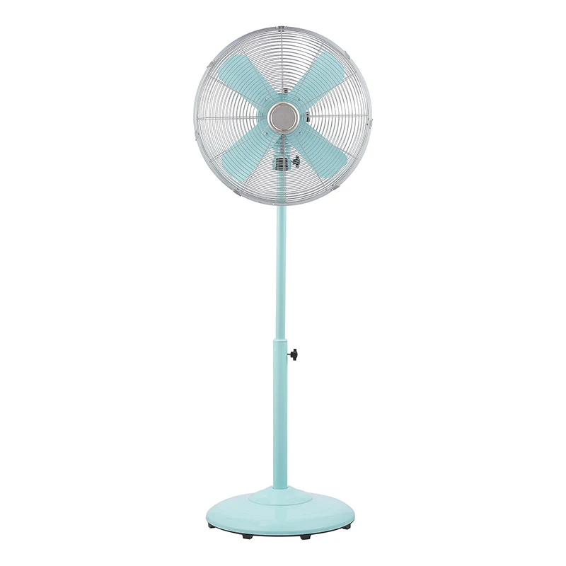 Homes 16 Inch Retro 3-Speed Metal Stand Fan Mint with Oscillation, Adjustable Height Sleeping &Baby, High Energy Efficiency