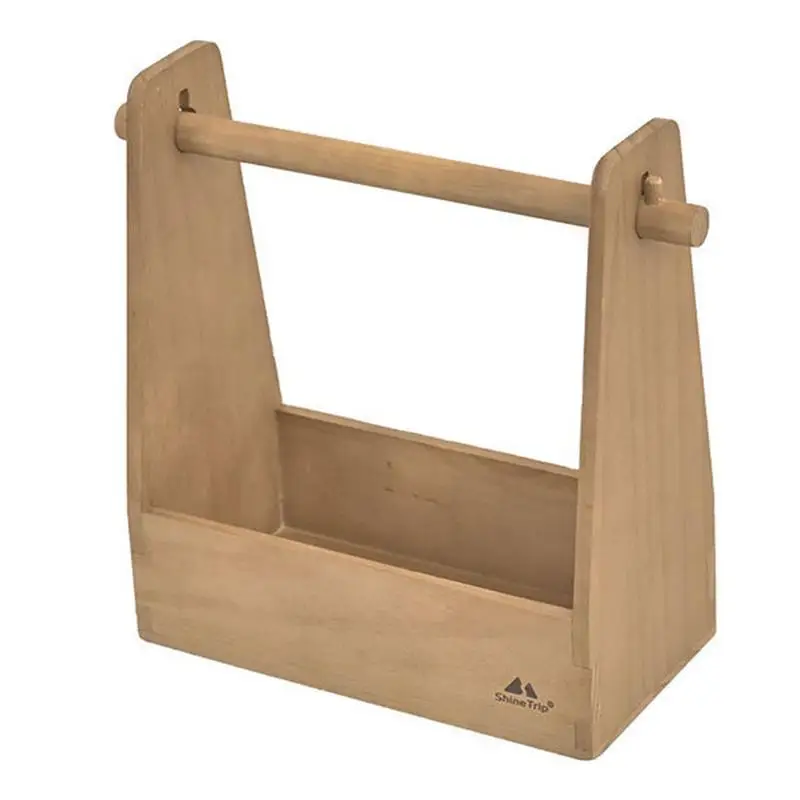 

Wooden Camping Basket Sturdy Structure Wooden Picnic Spice Basket With Handle Multi Functional Outdoor Wooden Picnic Spice