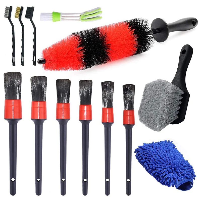 

13 Pcs Car Wheel Brush Set, Car Detailing Kit, 17Inch Long Soft Wheel Brush, 6 Car Detail Brush For Automotive Cleaning