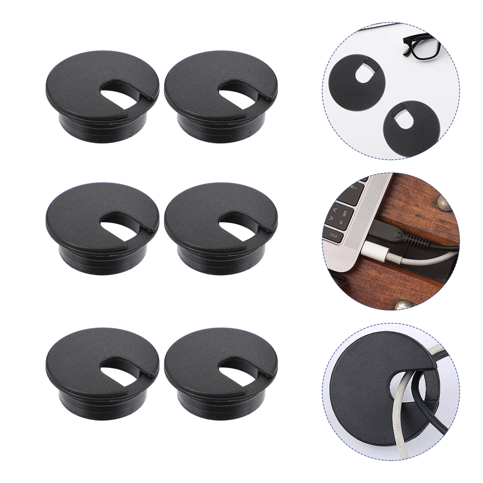 

12pcs Cable Wire Grommet Desk Wire Cord Cable Grommets Hole Cover for Office Pc Desk Cable Cord Organizer Cover Black 35mm