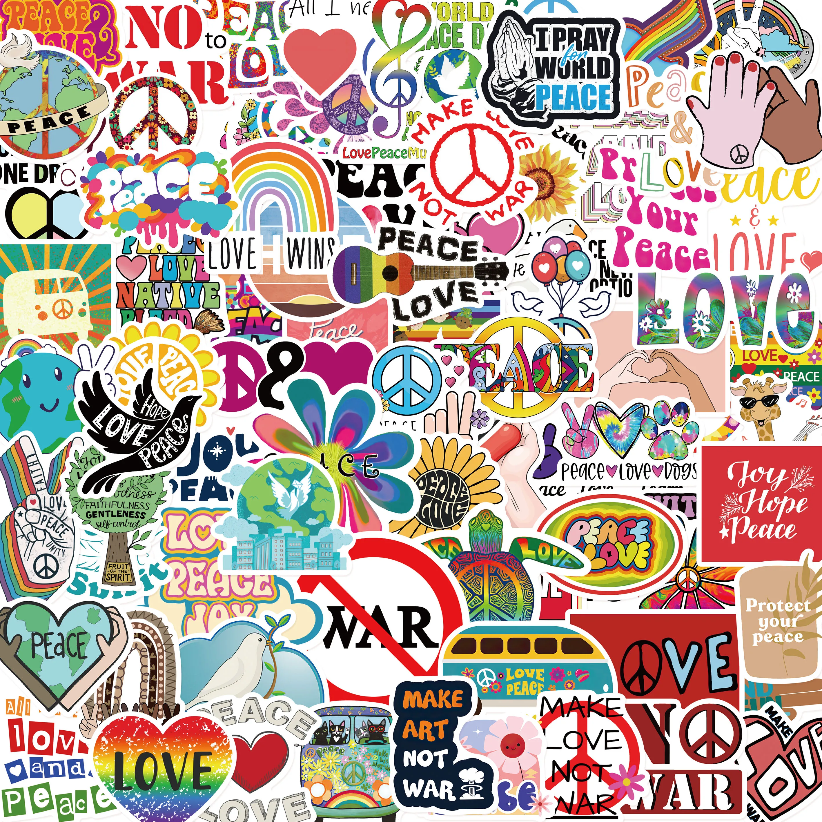 

10/50/100PCS peace And Love Stickers Decals Kids Toys Laptop Phone Motorcycle Luggage Car Fridge Guitar Bike Waterproof Sticker