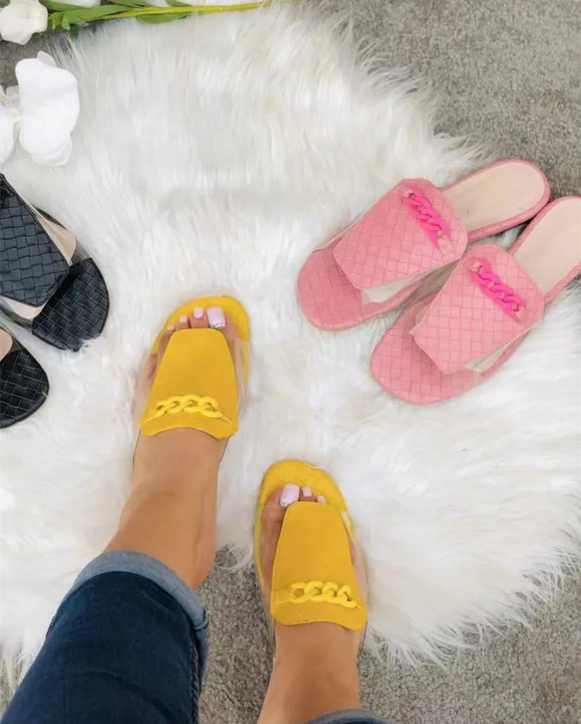 

Slippers Women Summer Slides Beige Heeled Sandals Fashion Flat Shoes Female Low Pantofle Black Luxury 2022 Fabric Basic Rome Sca