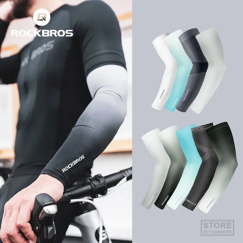 

ROCKBROS Arm Sleeves Ice Silk Sports Cycling Arm Sleeves Cover Sun UV Protection Breathable Outdoor Running Fitness Equipment