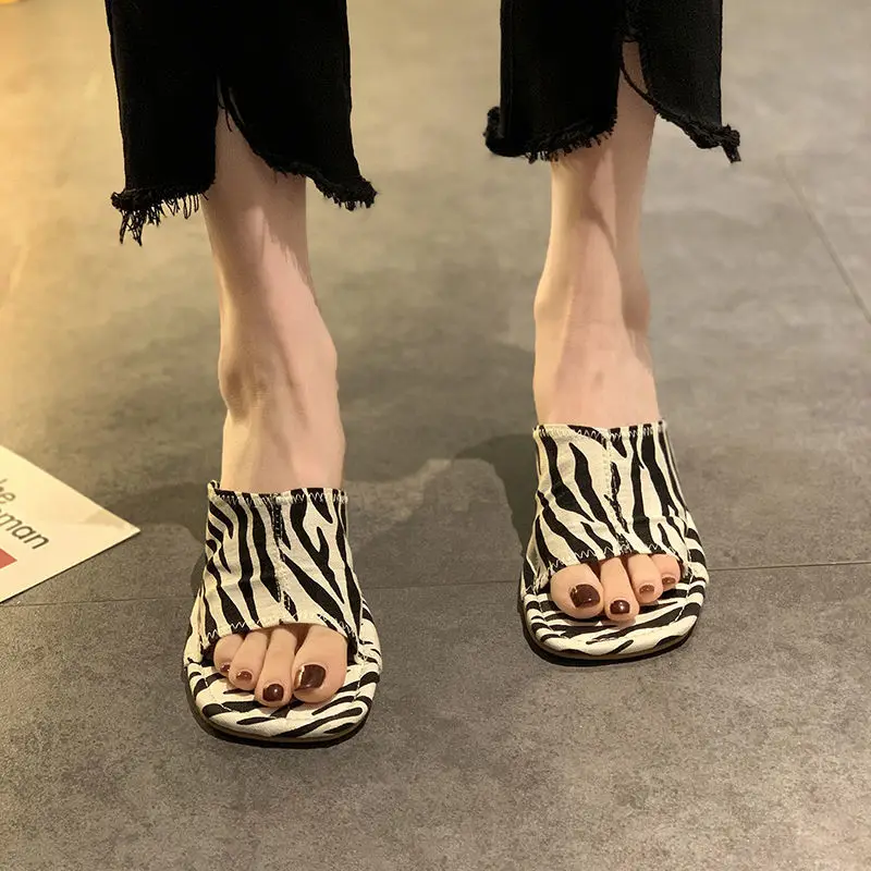 

Woman Pumps Female Shoes High Heels Summer Shoes for Women Sandals 2022 Party Ladies Square Toe Slides Round Heels