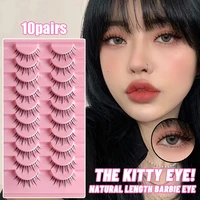 10 pairs transparent strip fairy cross natural 3d false eyelashes daily faux mink big eyes lash extension eye makeup tool