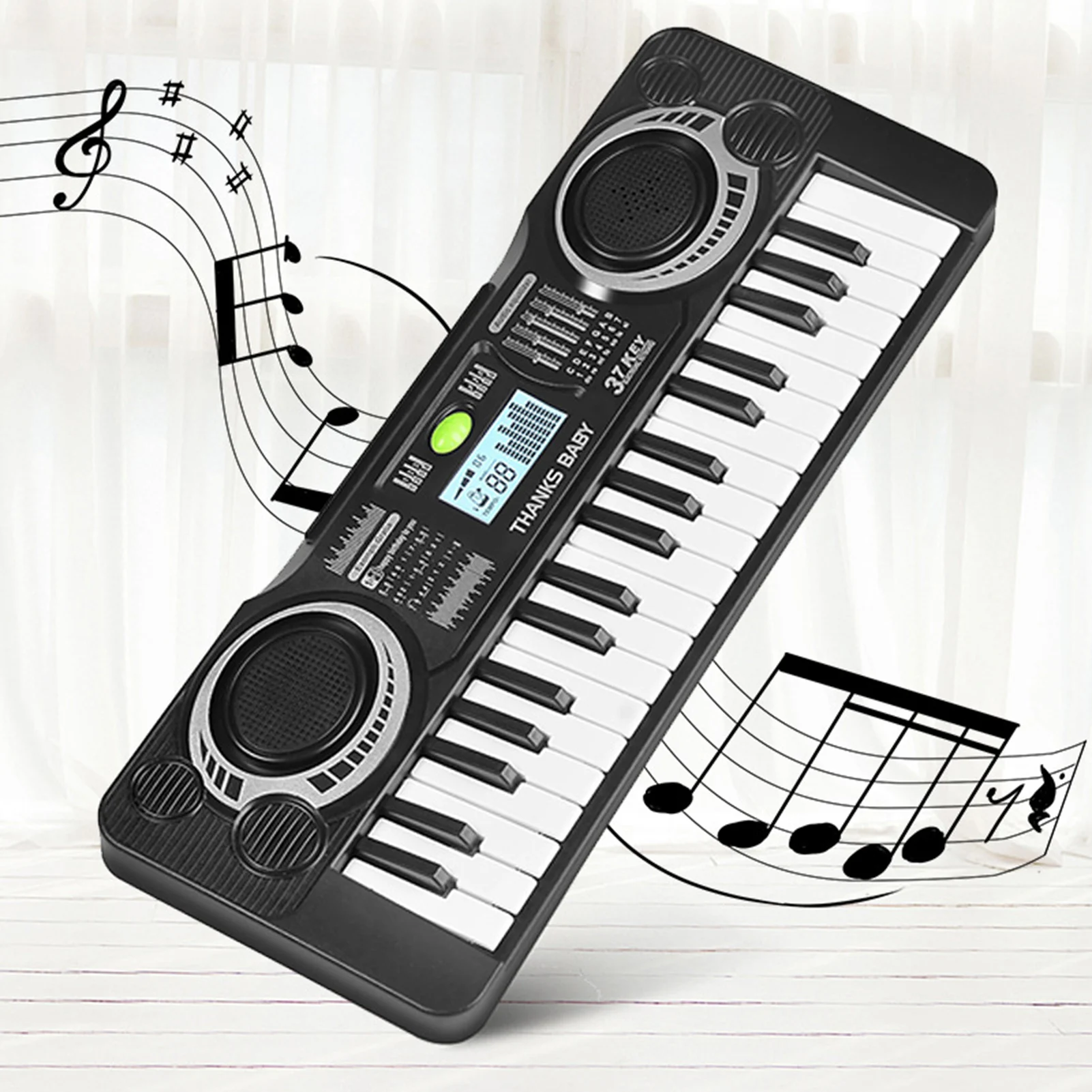 Цифровая Музыкальная электронная клавиатура черная электрическая для пианино 37
