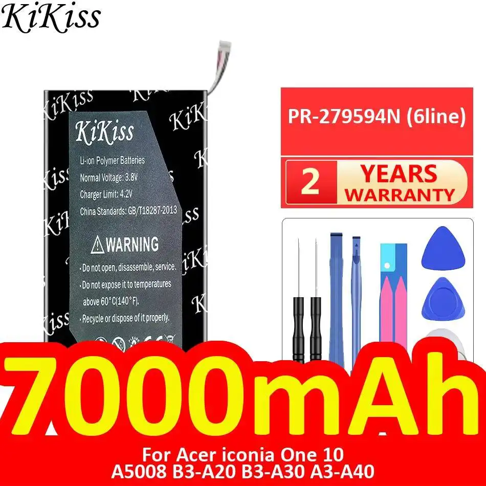 Фото Для Acer Iconia One 10 A5008 B3-A20 B3-A30 A3-A40 PR-279594N 6-контактный стабильный аккумулятор для планшета 7000 мАч №1